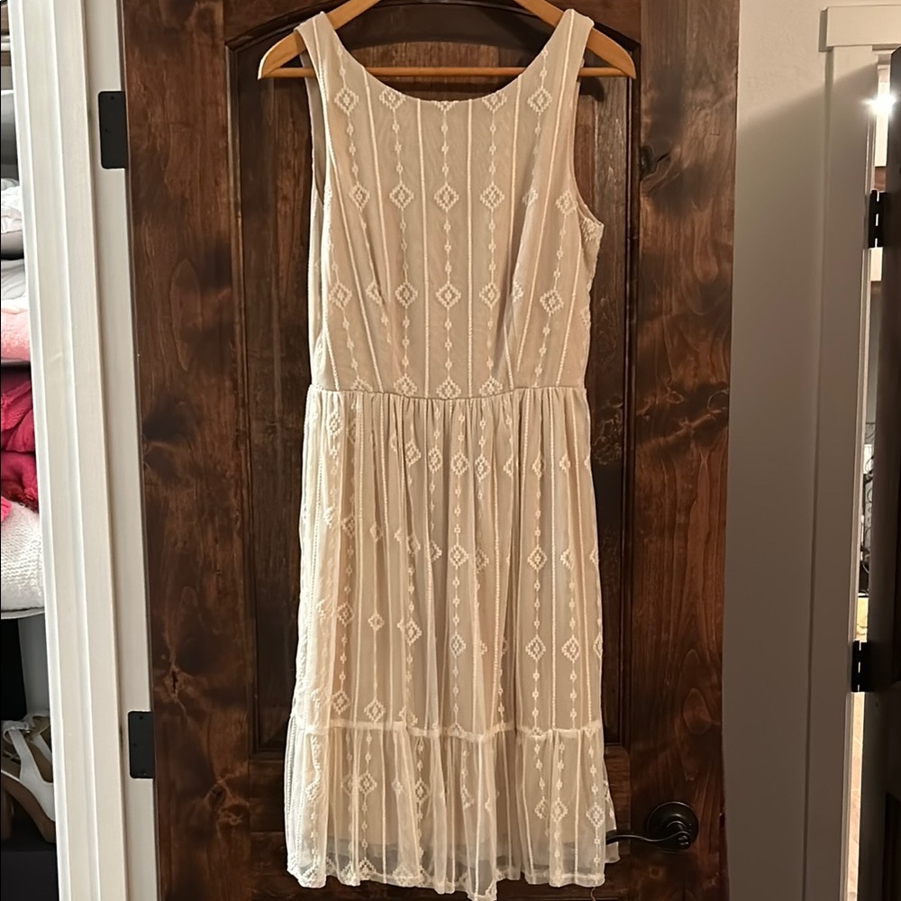 Mystic White Sleeveless Ruffled Tiered Sundress